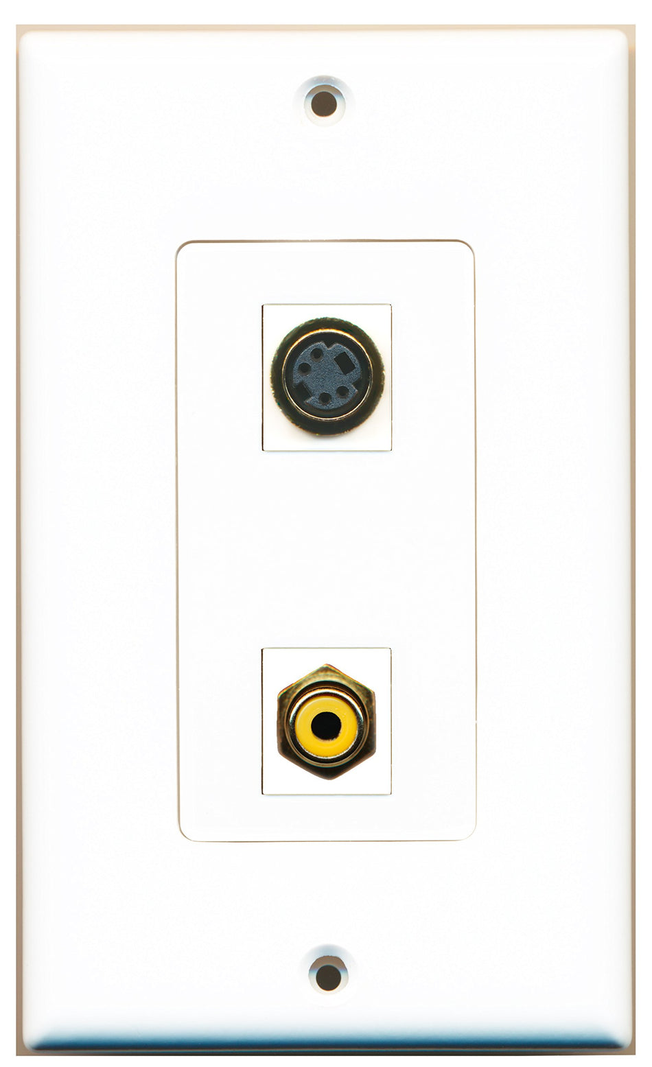 RiteAV 1 Port RCA Yellow 1 Port S-Video Wall Plate OVERSIZED White