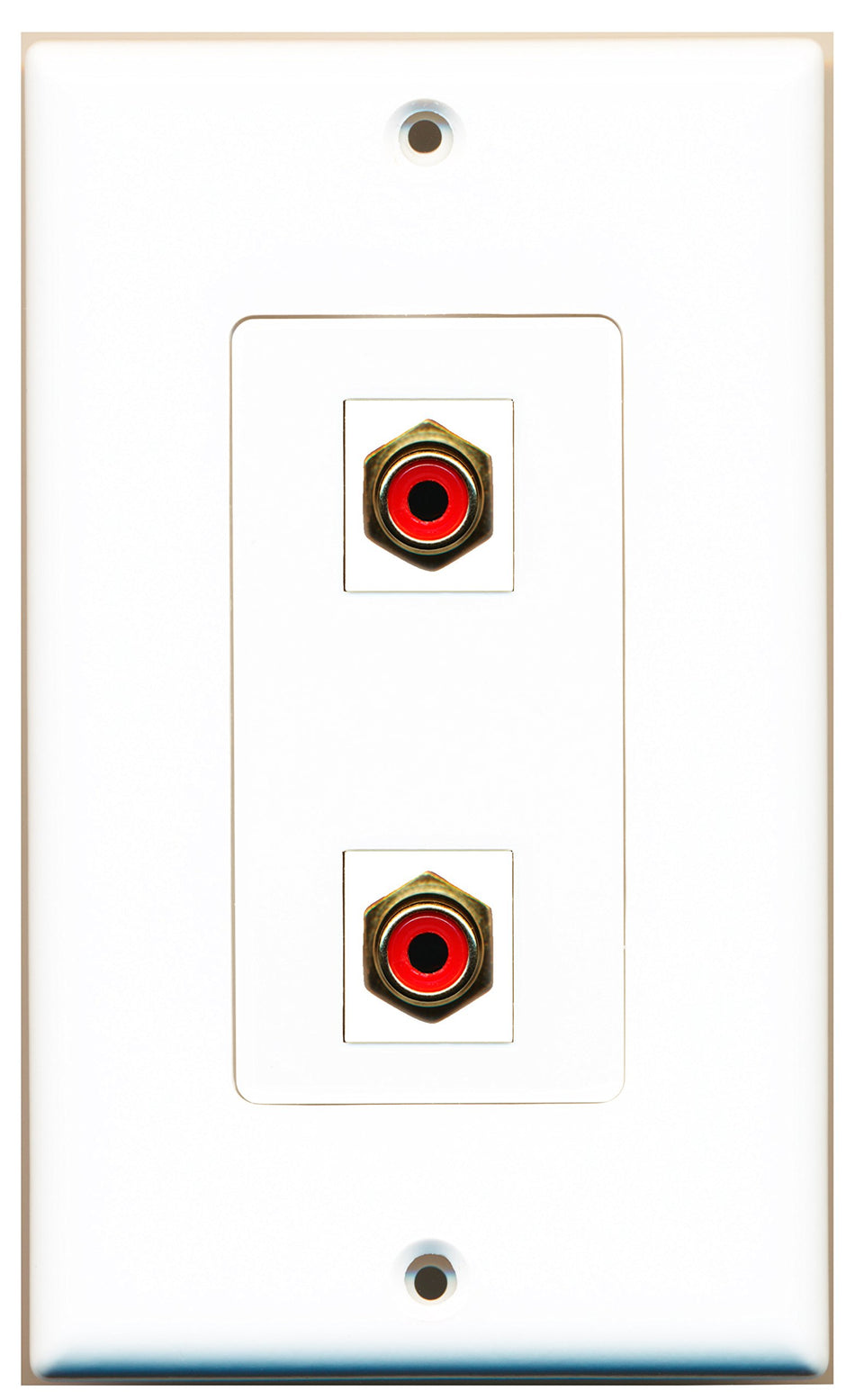 RiteAV 2 Port RCA Red Wall Plate OVERSIZED White