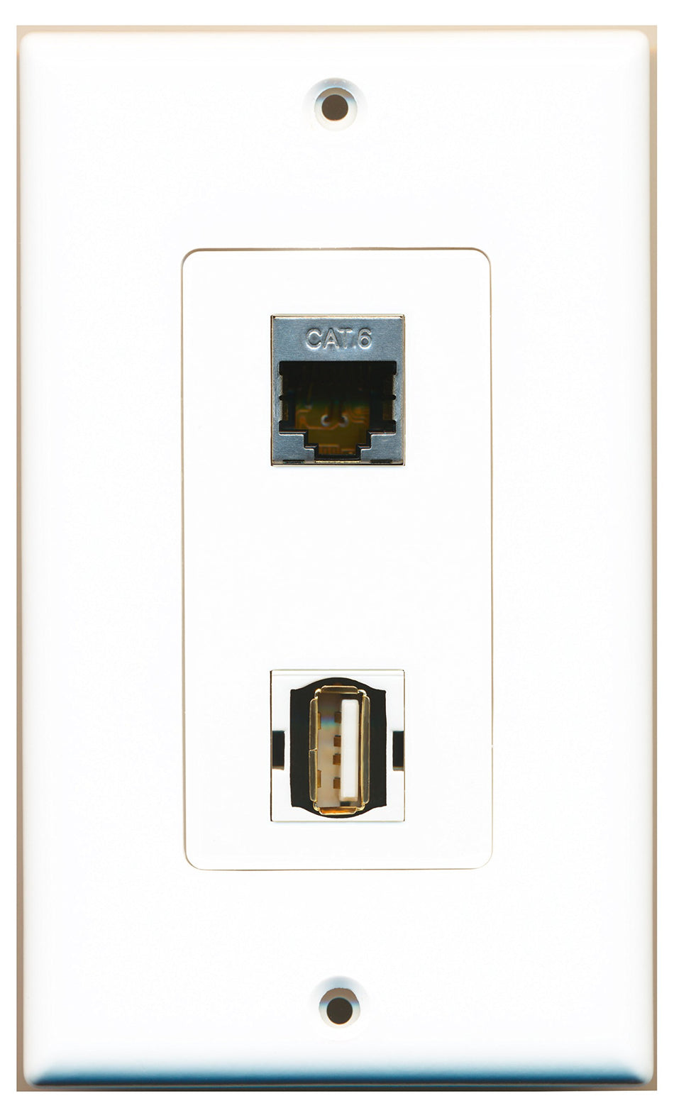 RiteAV 1 Port USB A-A 1 Port Shielded Cat6 Type Wall Plate OVERSIZED