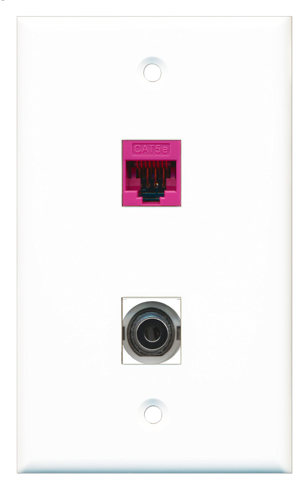 RiteAV - 1 Port 3.5mm 1 Port Cat5e Pink Wall Plate - Bracket Included
