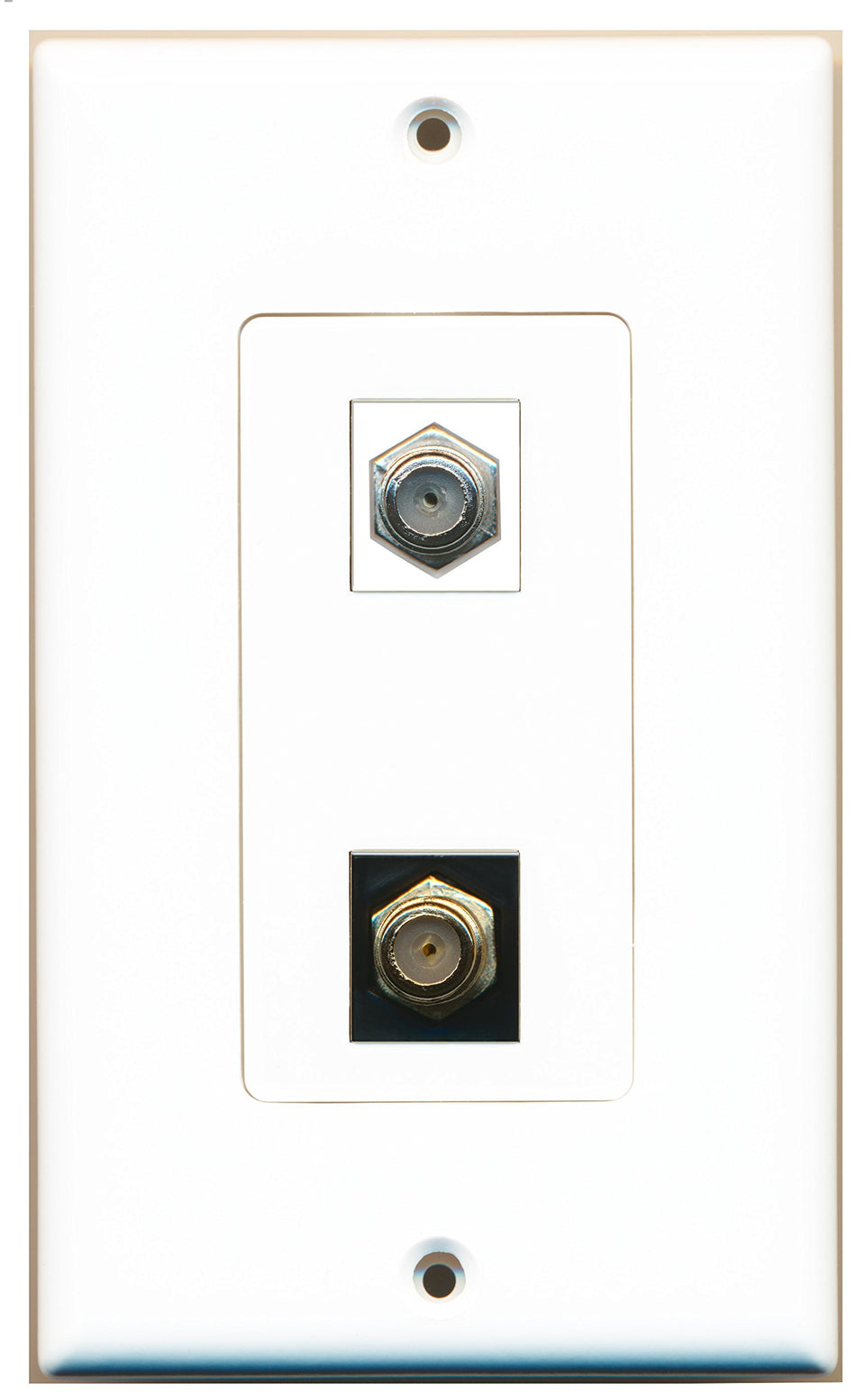 RiteAV - 1 Port Coax Cable TV- F-Type 1 Port Coax Cable TV- F-Type Black Decorative Wall Plate - Bracket Included