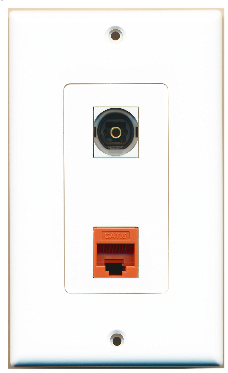 RiteAV 1 Port Toslink 1 Port Cat6 Ethernet Orange Wall Plate OVERSIZED