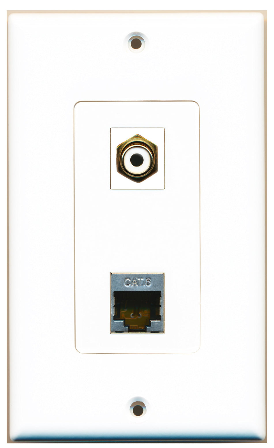 RiteAV 1 Port RCA White 1 Port Shielded Cat6 Type Wall Plate OVERSIZED