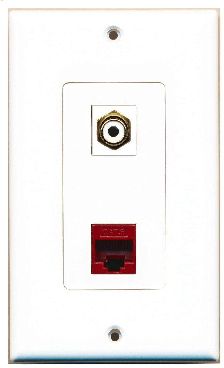 RiteAV 1 Port RCA White 1 Port Cat6 Ethernet Red Wall Plate OVERSIZED