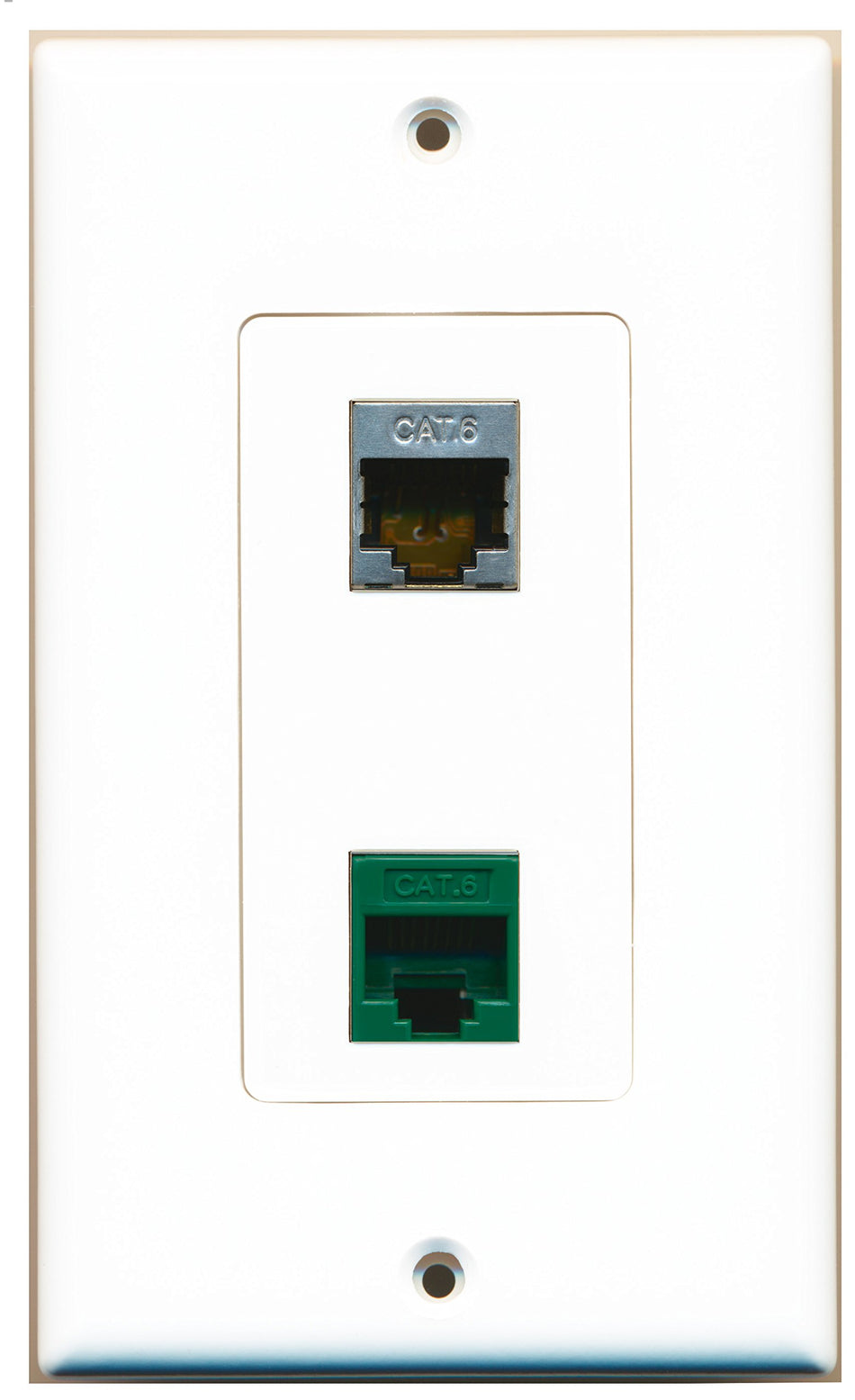 RiteAV 1 Port Shielded Cat6 Ethernet 1 Port Cat6 Ethernet Green Wall Plate OVERSIZED