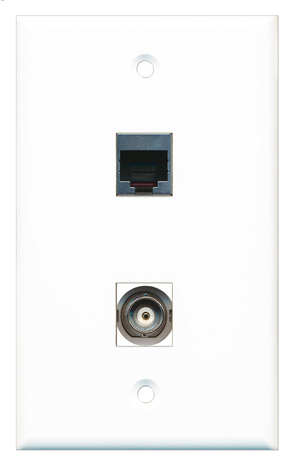 RiteAV - 1 Port BNC 1 Port RJ45 Shielded Wall Plate - Bracket Included