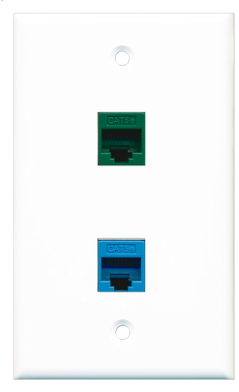 RiteAV - 1 Port Cat5e Ethernet Blue 1 Port Cat5e Ethernet Green Wall Plate - Bracket Included