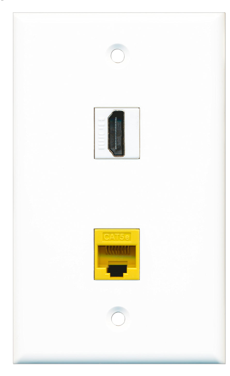 RiteAV - 1 Port HDMI 1 Port Cat5e Ethernet Yellow Wall Plate - Bracket Included