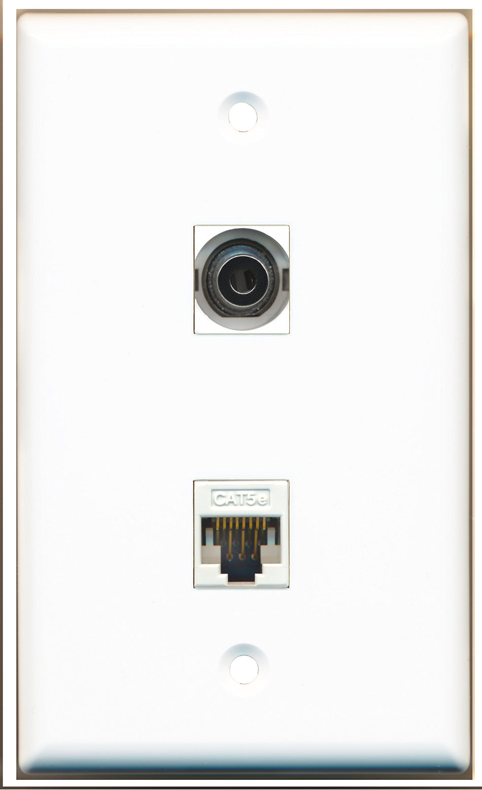 RiteAV 1 x 3.5mm Audio Headphone Jack and 1 Cat5e Ethernet Port Wall Plate - Bracket Included