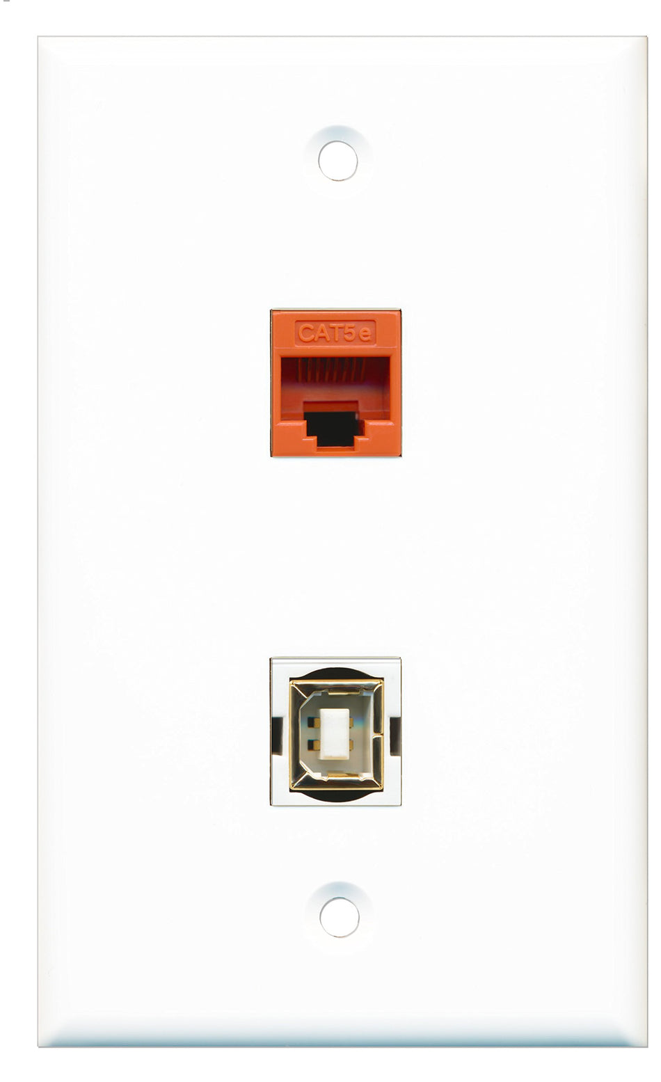 RiteAV - 1 Port Cat5e Ethernet Orange 1 Port USB B-B Wall Plate - Bracket Included