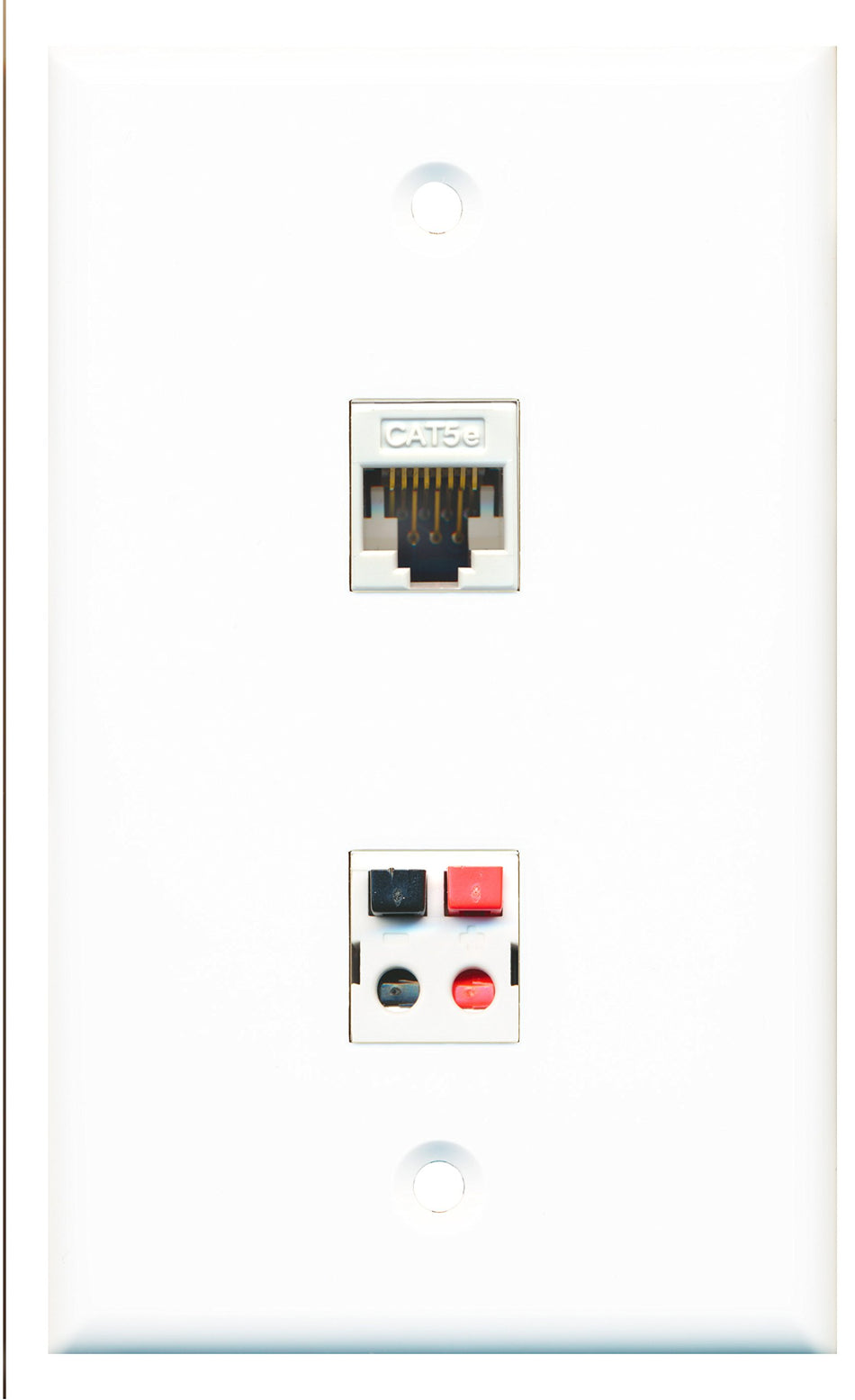 RiteAV - 1 Port Cat5e Ethernet White 1 Port Speaker Wall Plate - Bracket Included