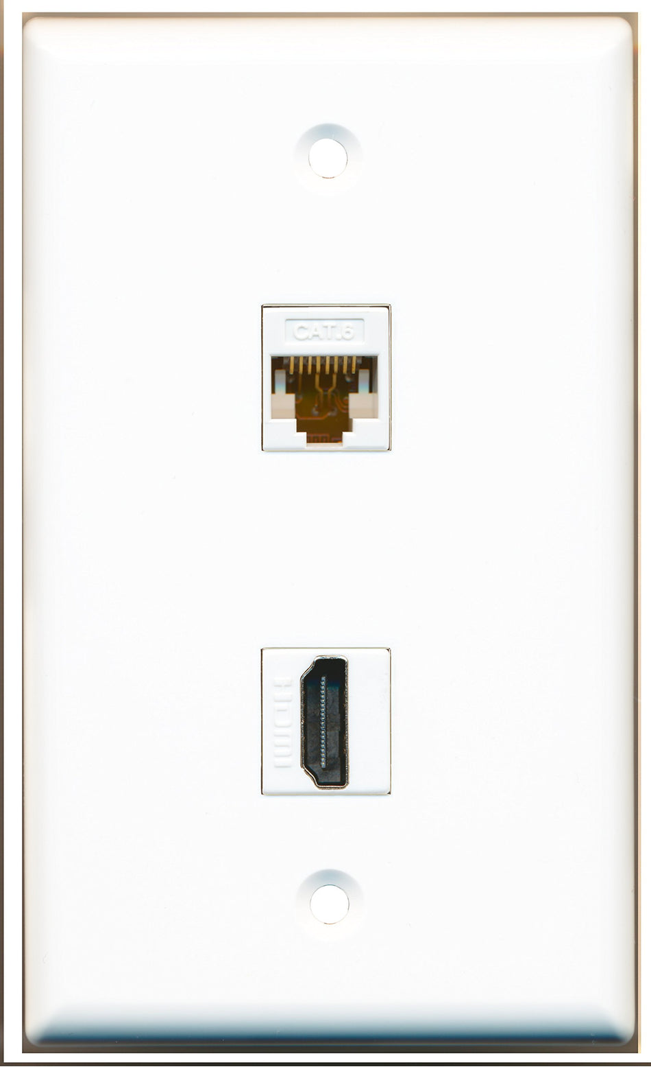 RiteAV - 1 Port HDMI - 1 Port Cat6 Ethernet White Wall Plate White - Bracket Included