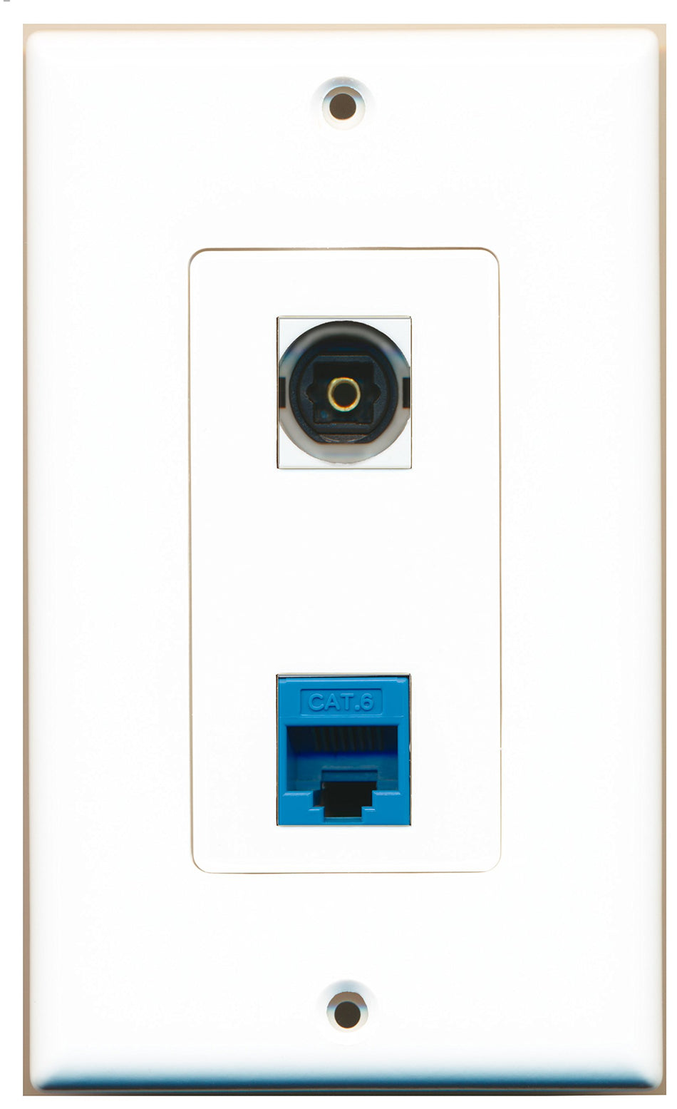 RiteAV 1 Port Toslink 1 Port Cat6 Ethernet Blue Wall Plate OVERSIZED