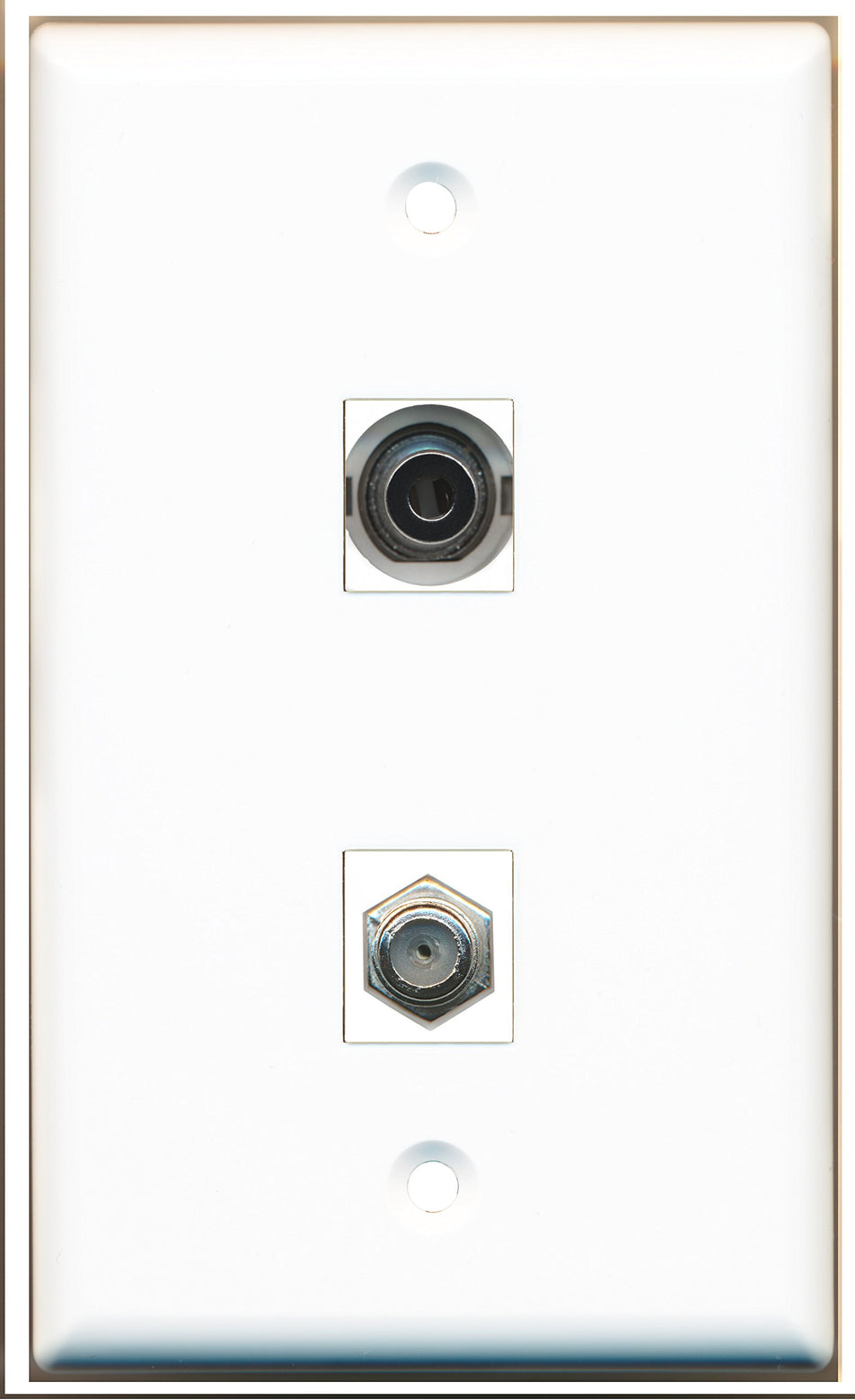 RiteAV 1 x 3.5mm Audio Headphone Jack 1 x Coax F Type Cable TV Wall Plate - Bracket Included