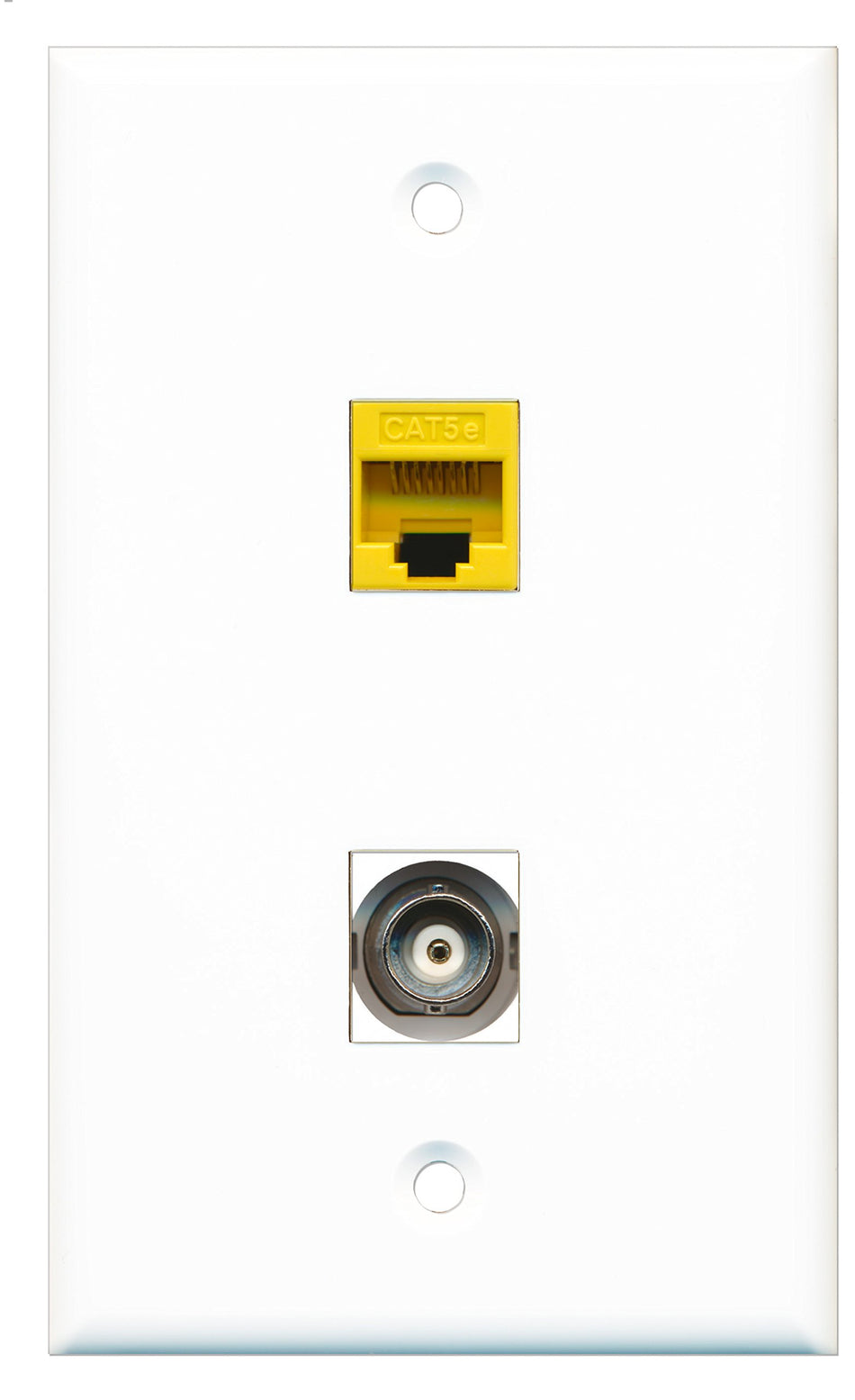 RiteAV - 1 Port BNC 1 Port Cat5e Yellow Wall Plate - Bracket Included