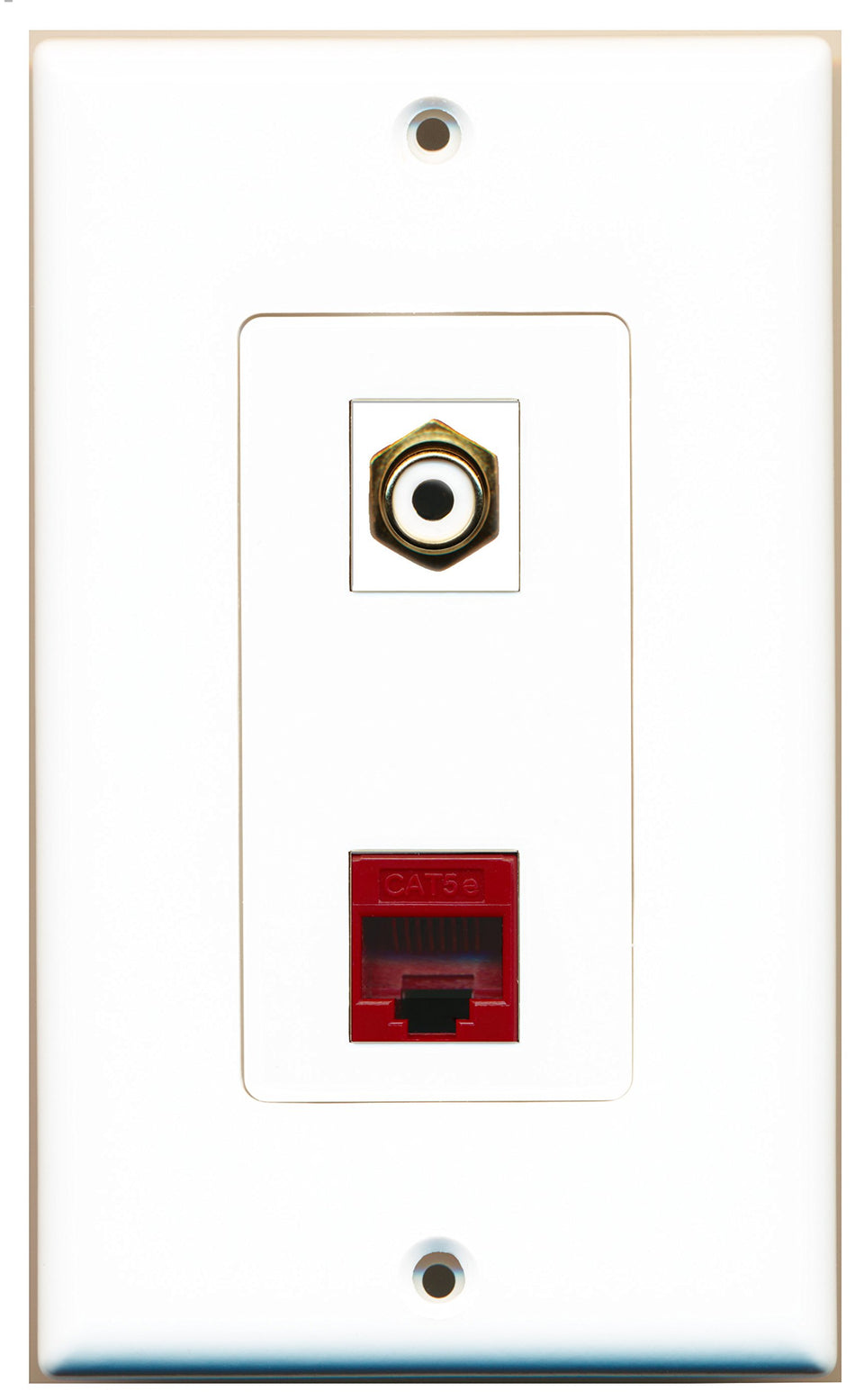 RiteAV 1 Port RCA White 1 Port Cat5e Ethernet Red Wall Plate OVERSIZED