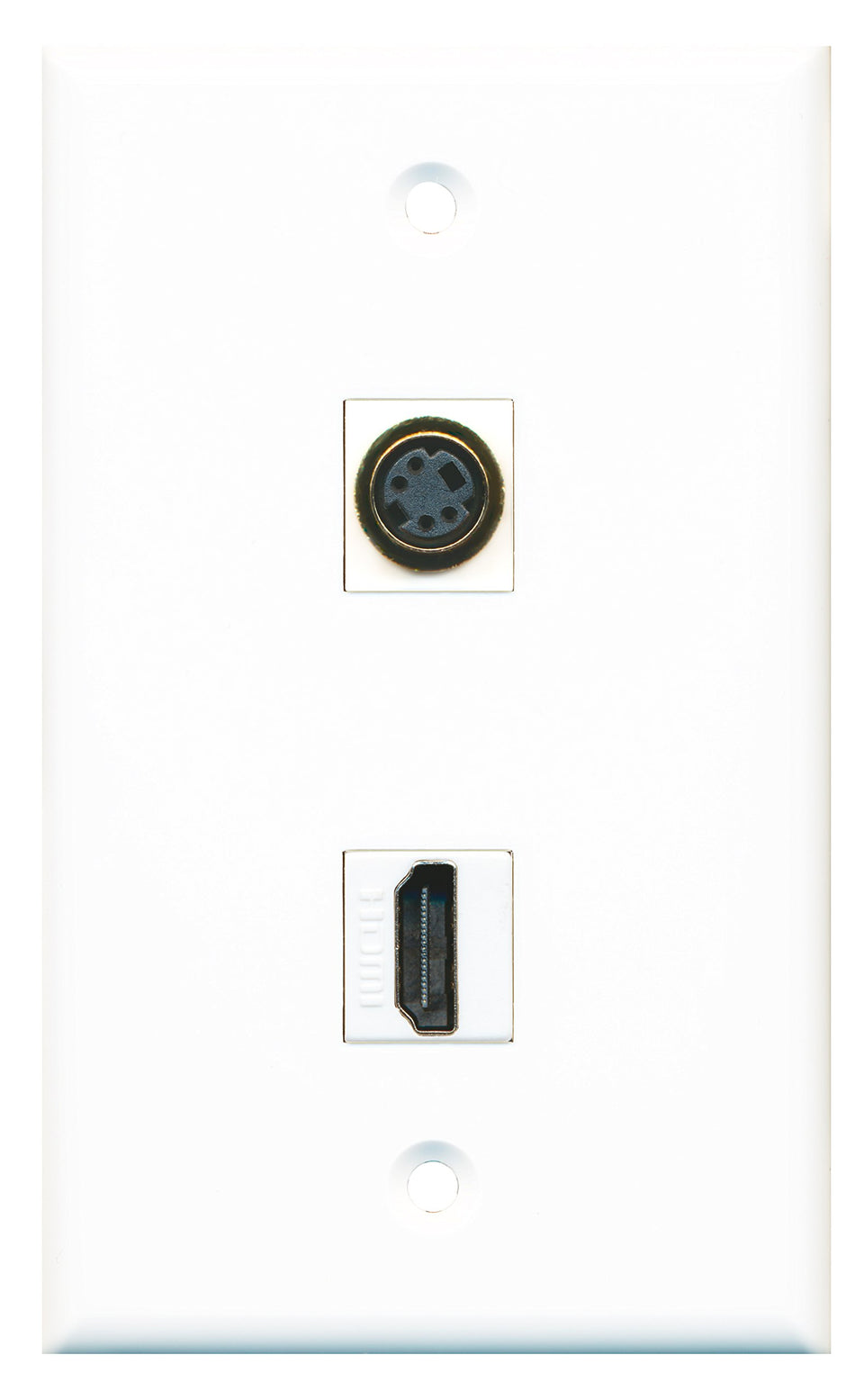RiteAV - 1 Port HDMI - 1 Port S-Video Wall Plate White - Bracket Included