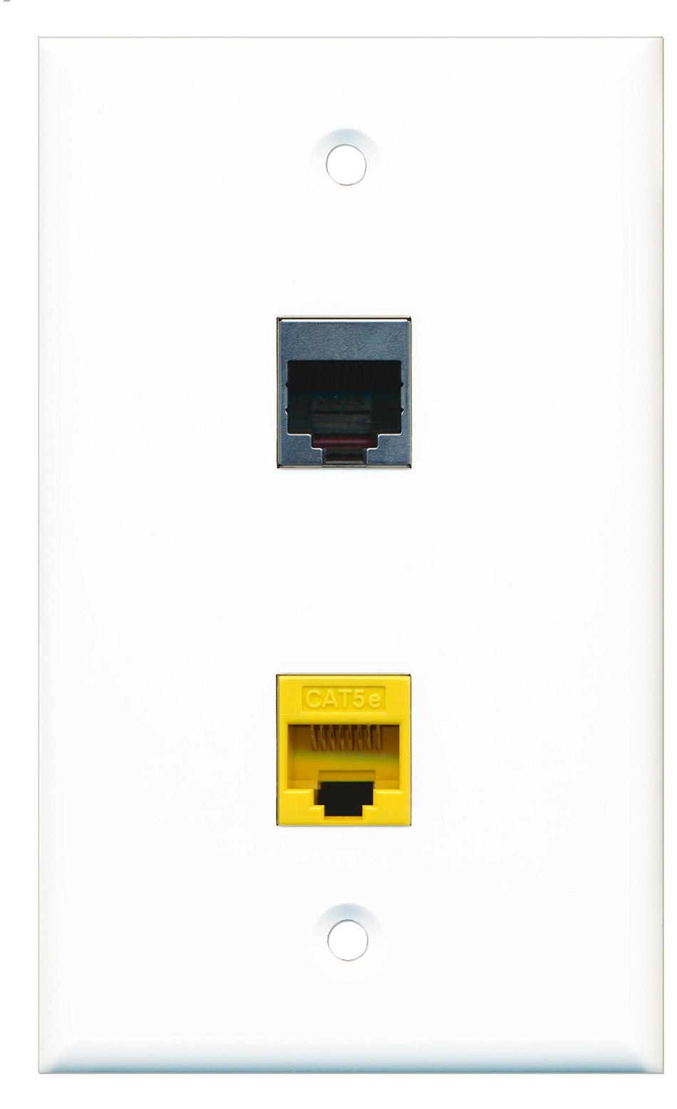 RiteAV - 1 Port Cat5e Ethernet Yellow 1 Port RJ45 Shielded Wall Plate - Bracket Included