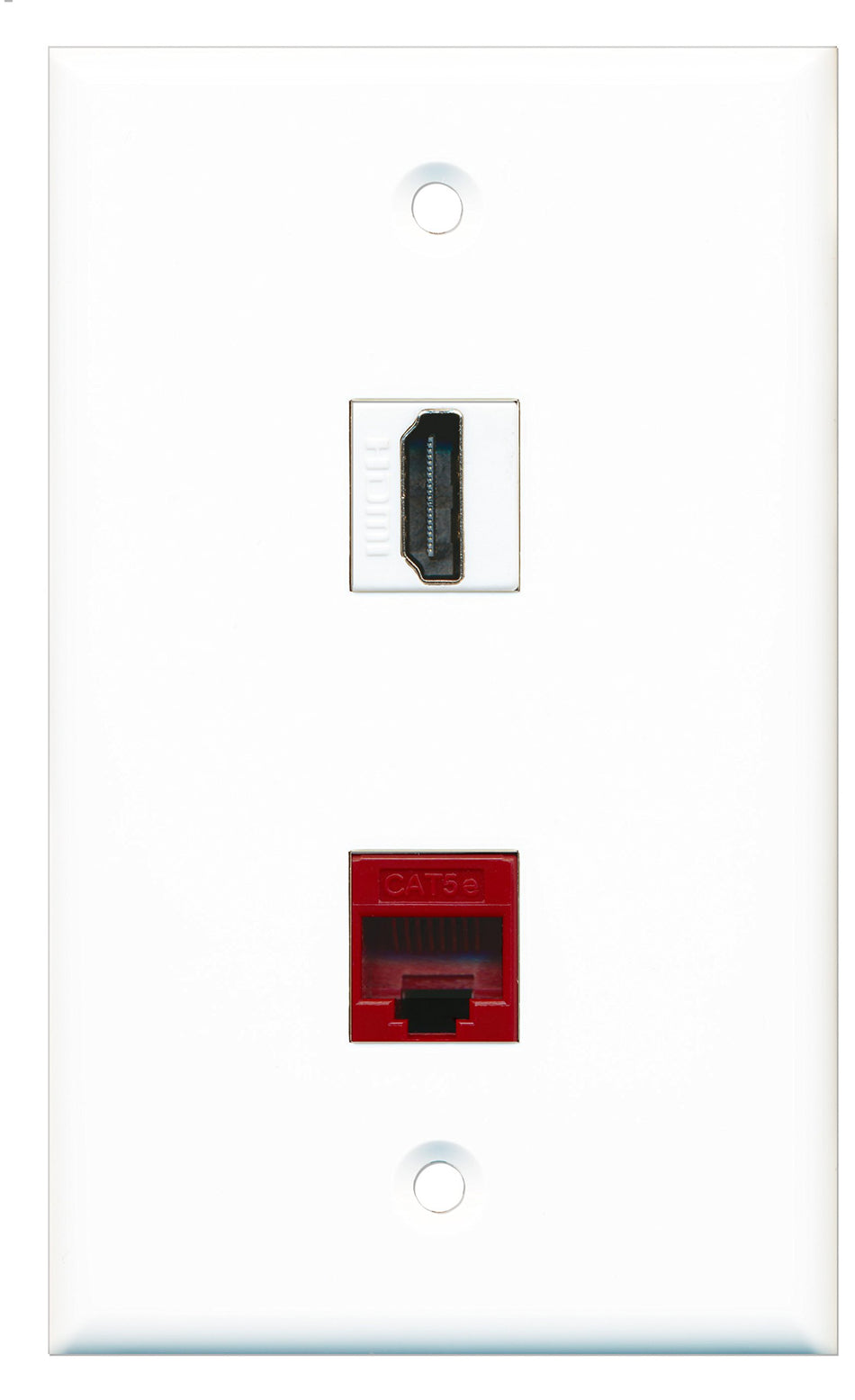 RiteAV - 1 Port HDMI 1 Port Cat5e Ethernet Red Wall Plate - Bracket Included