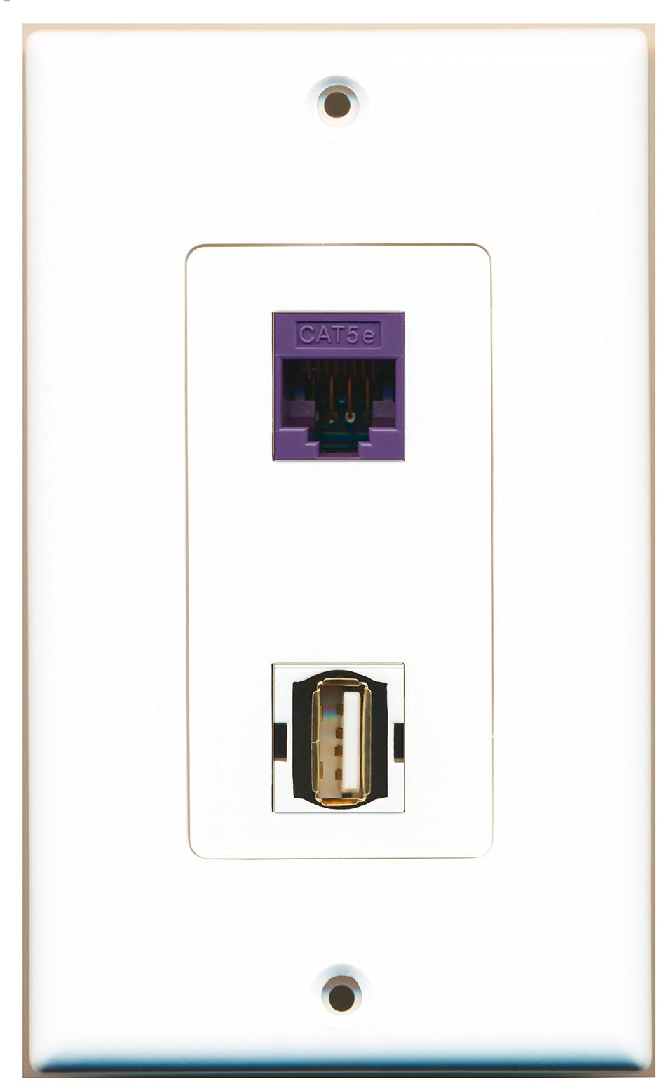 RiteAV 1 Port USB A-A 1 Port Cat5e Purple Type Wall Plate OVERSIZED