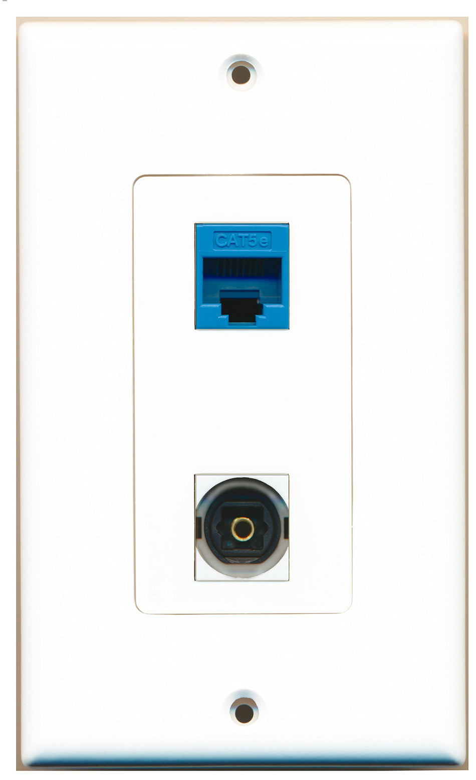 RiteAV 1 Port Toslink 1 Port Cat5e Blue Type Wall Plate OVERSIZED