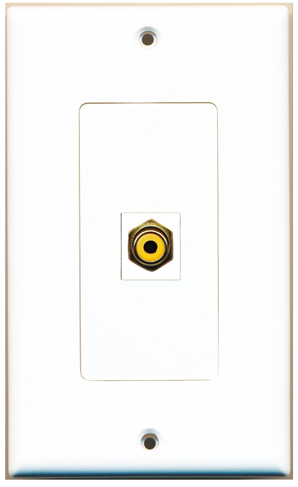 RiteAV 1 Port RCA Yellow Wall Plate OVERSIZED White