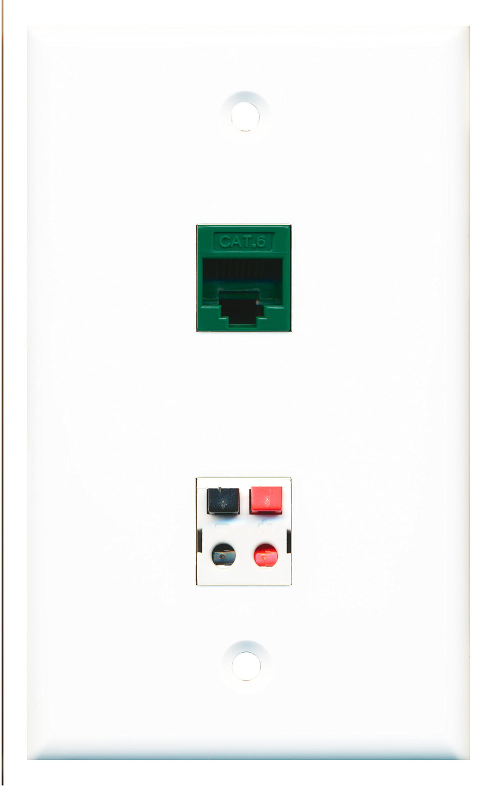 RiteAV - 1 Port Cat6 Ethernet Green 1 Port Speaker Wall Plate - Bracket Included