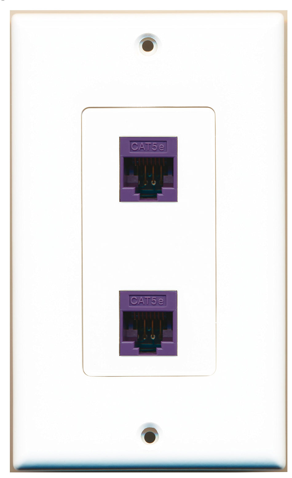 RiteAV 2 Port Cat5e Ethernet Purple Wall Plate OVERSIZED White