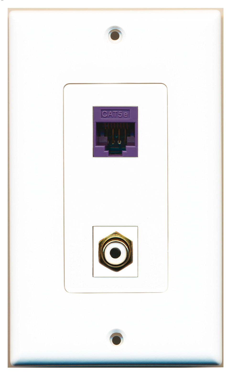 RiteAV 1 Port RCA White 1 Port Cat5e Yellow Wall Plate OVERSIZED White