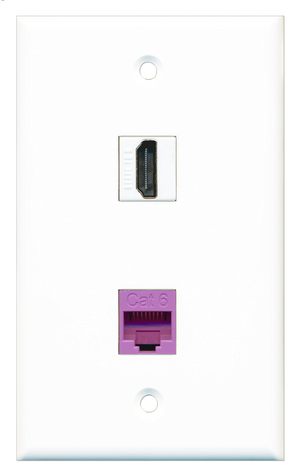 RiteAV - 1 Port HDMI 1 Port Cat6 Ethernet Purple Wall Plate - Bracket Included