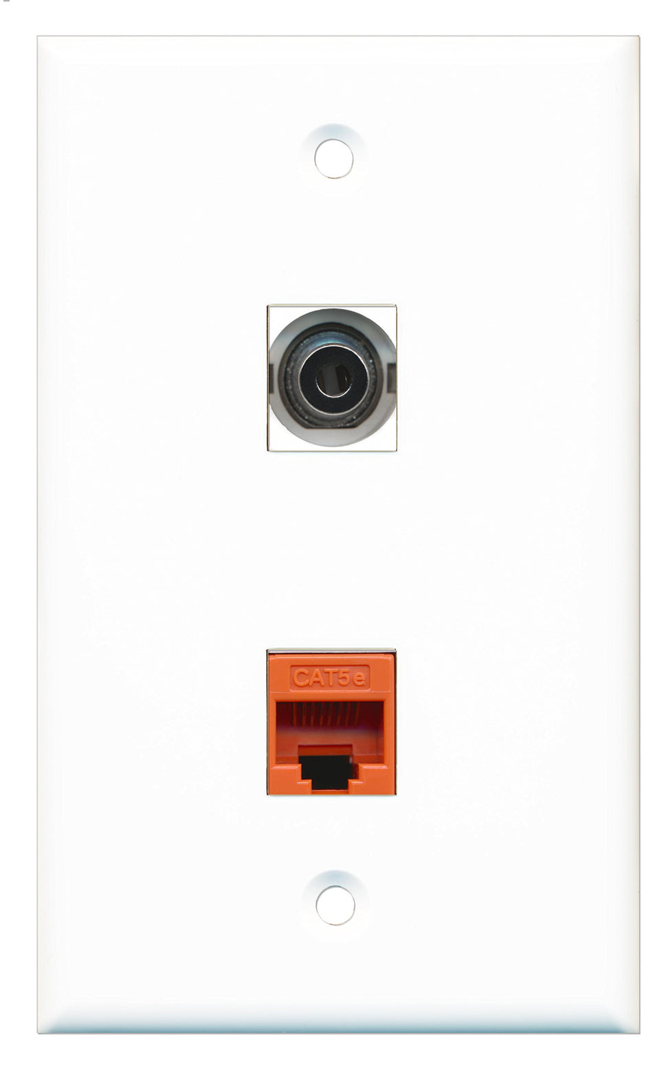 RiteAV - 1 Port 3.5mm 1 Port Cat5e Ethernet Orange Wall Plate - Bracket Included