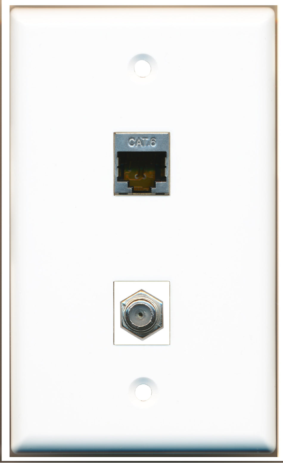 RiteAV - 1 Port Coax 1 Port Shielded Cat6 Wall Plate - Bracket Included