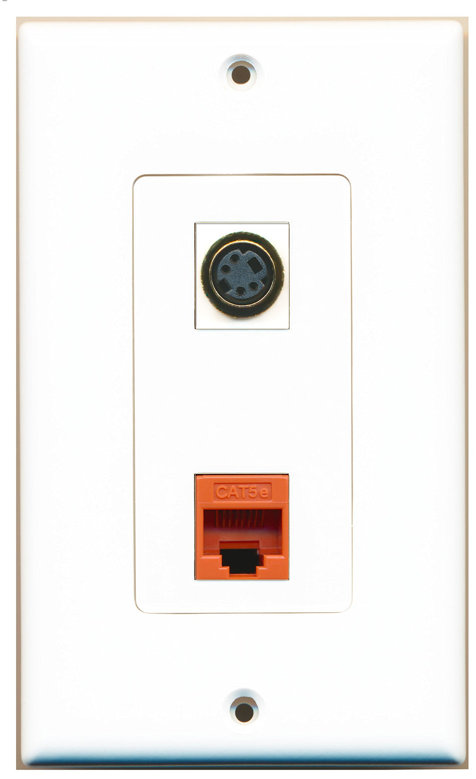 RiteAV 1 Port S-Video 1 Port Cat5e Ethernet Orange Wall Plate OVERSIZED