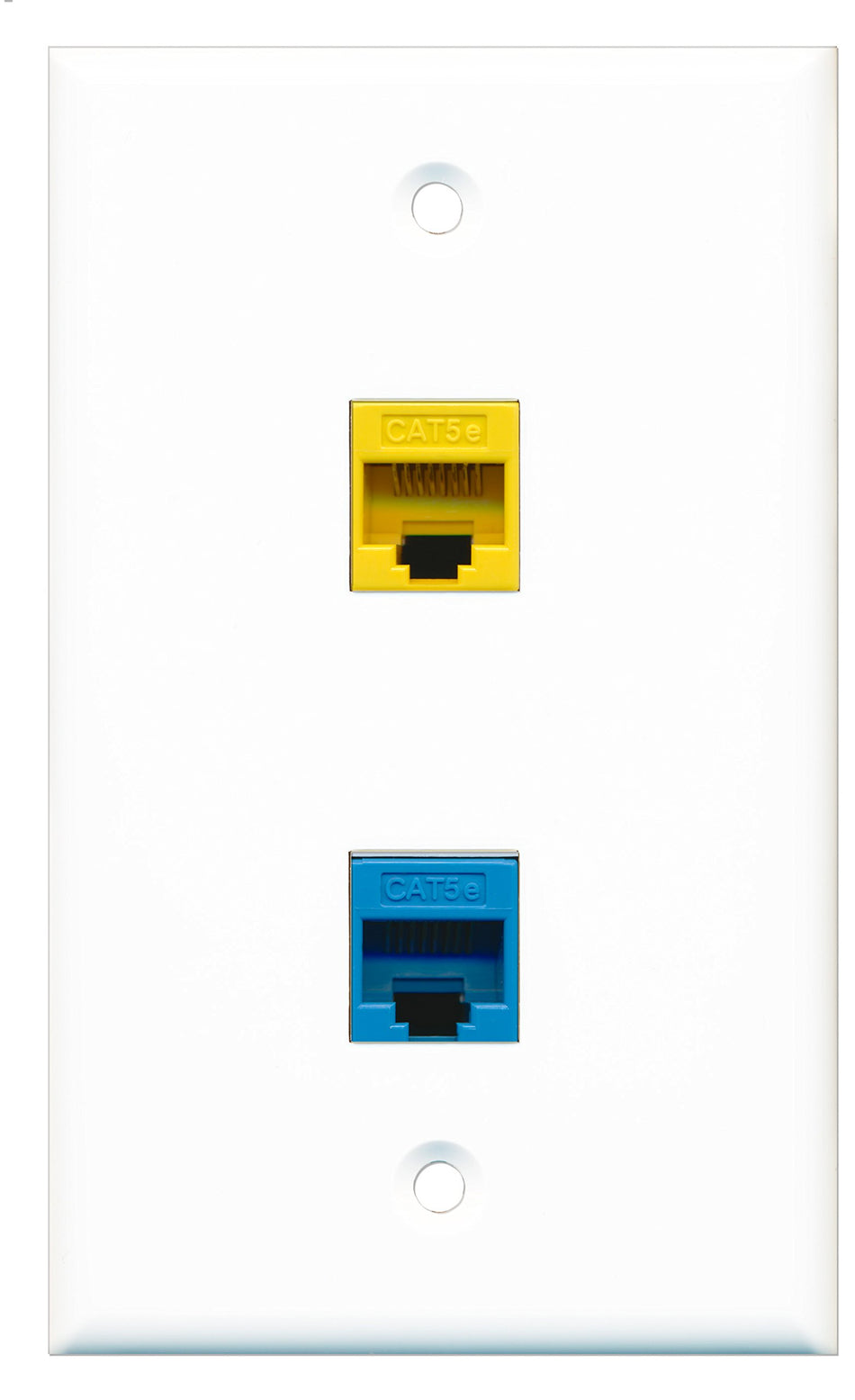 RiteAV - 1 Port Cat5e Ethernet Blue 1 Port Cat5e Ethernet Yellow Wall Plate - Bracket Included