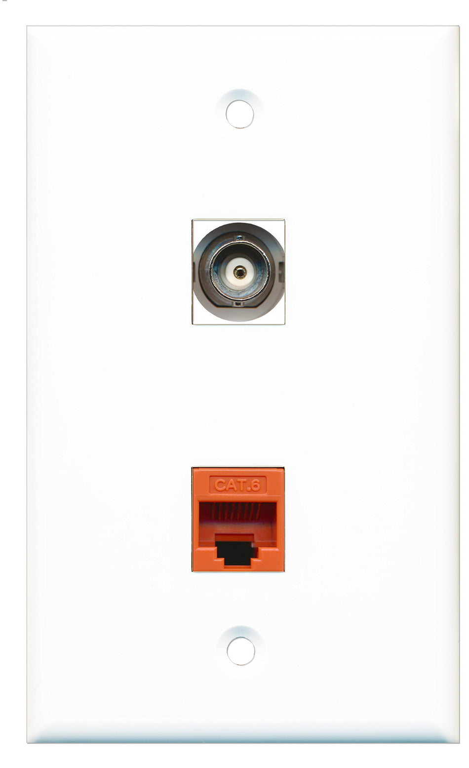 RiteAV - 1 Port BNC 1 Port Cat6 Ethernet Orange Wall Plate - Bracket Included