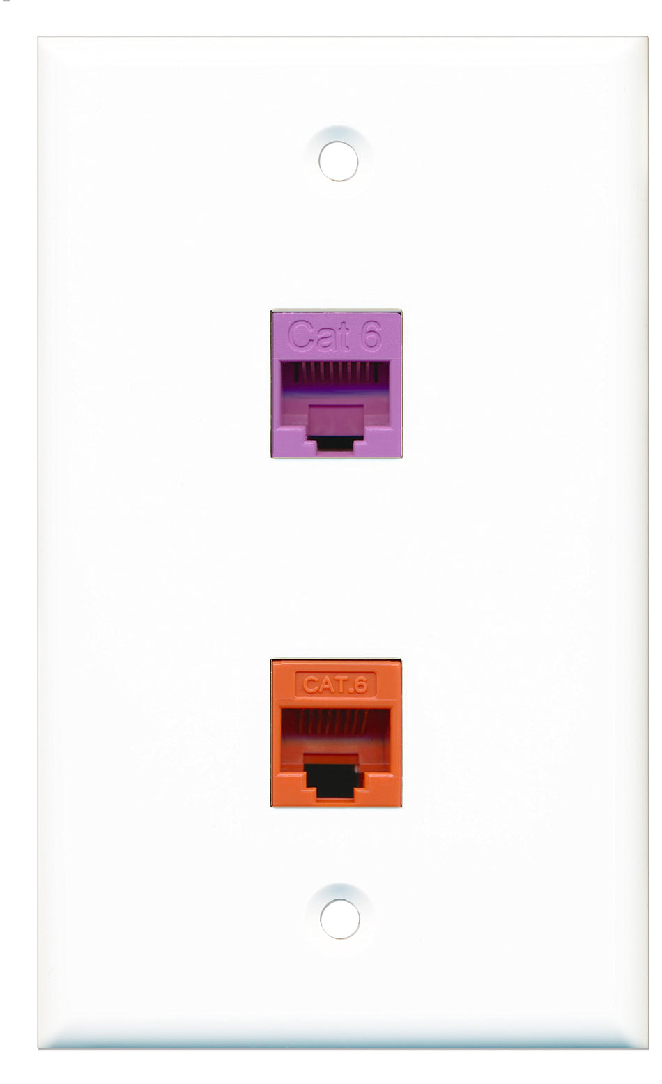 RiteAV - 1 Port Cat6 Ethernet Orange 1 Port Cat6 Ethernet Purple Wall Plate - Bracket Included