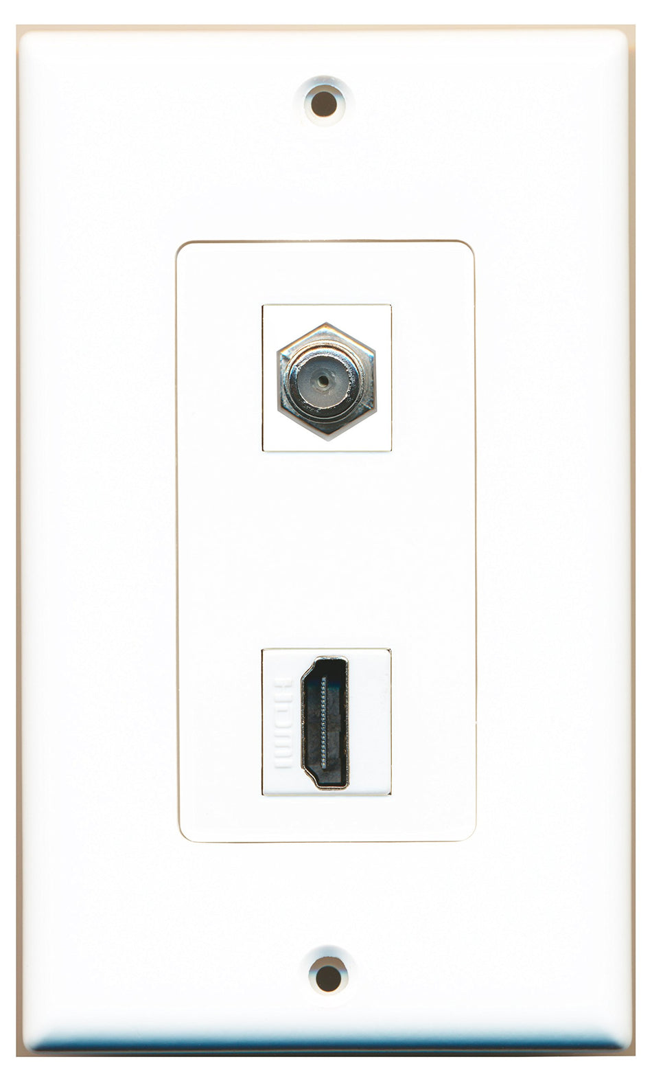 RiteAV 1 Port HDMI 1 Port Coax Port Cable TV F Type Wall Plate OVERSIZED White
