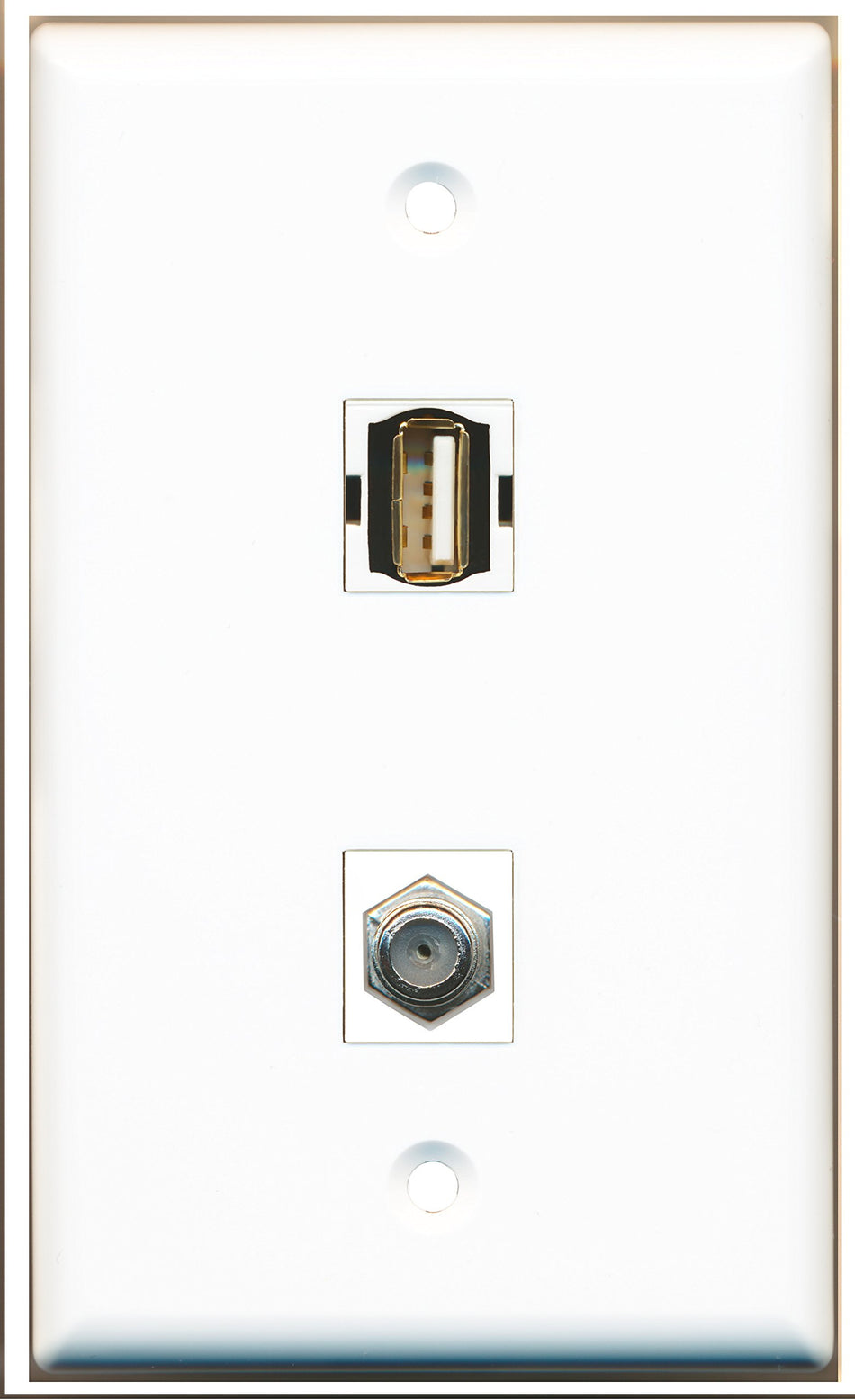 RiteAV - 1 Port Coax 1 Port USB A-A Wall Plate - Bracket Included
