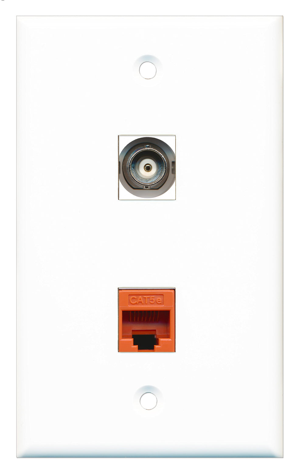 RiteAV - 1 Port BNC 1 Port Cat5e Ethernet Orange Wall Plate - Bracket Included