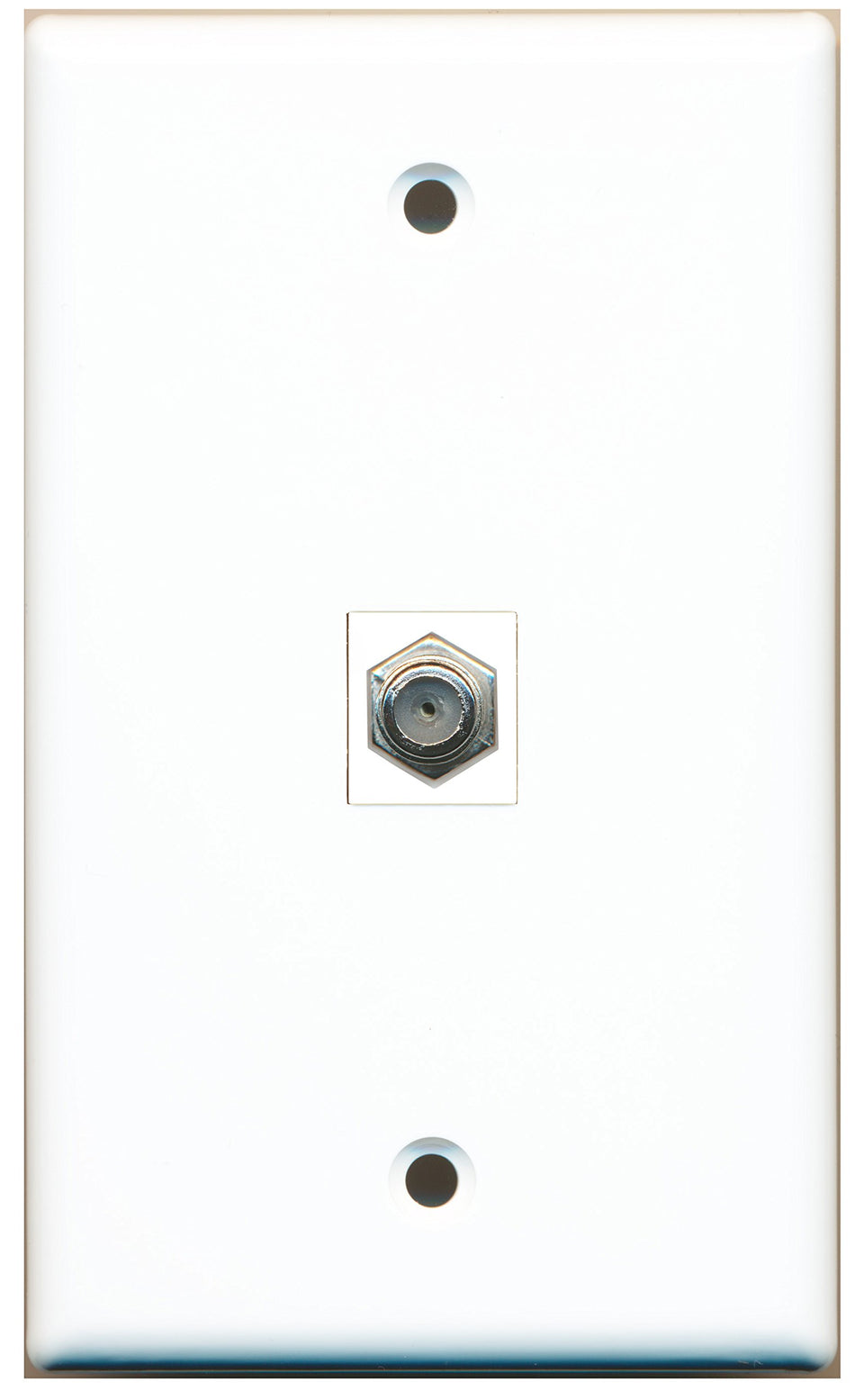 RiteAV - 1 Port Coax Cable TV- F-Type Wall Plate - Bracket Included