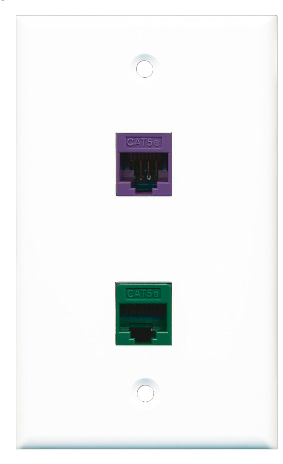 RiteAV - 1 Port Cat5e Ethernet Purple 1 Port Cat5e Ethernet Green Wall Plate - Bracket Included