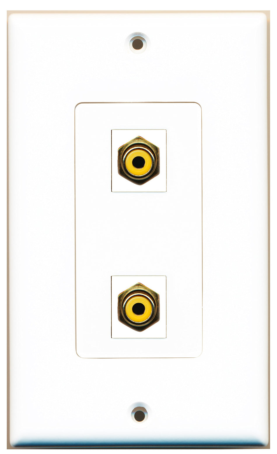 RiteAV 2 Port RCA Yellow Wall Plate OVERSIZED White