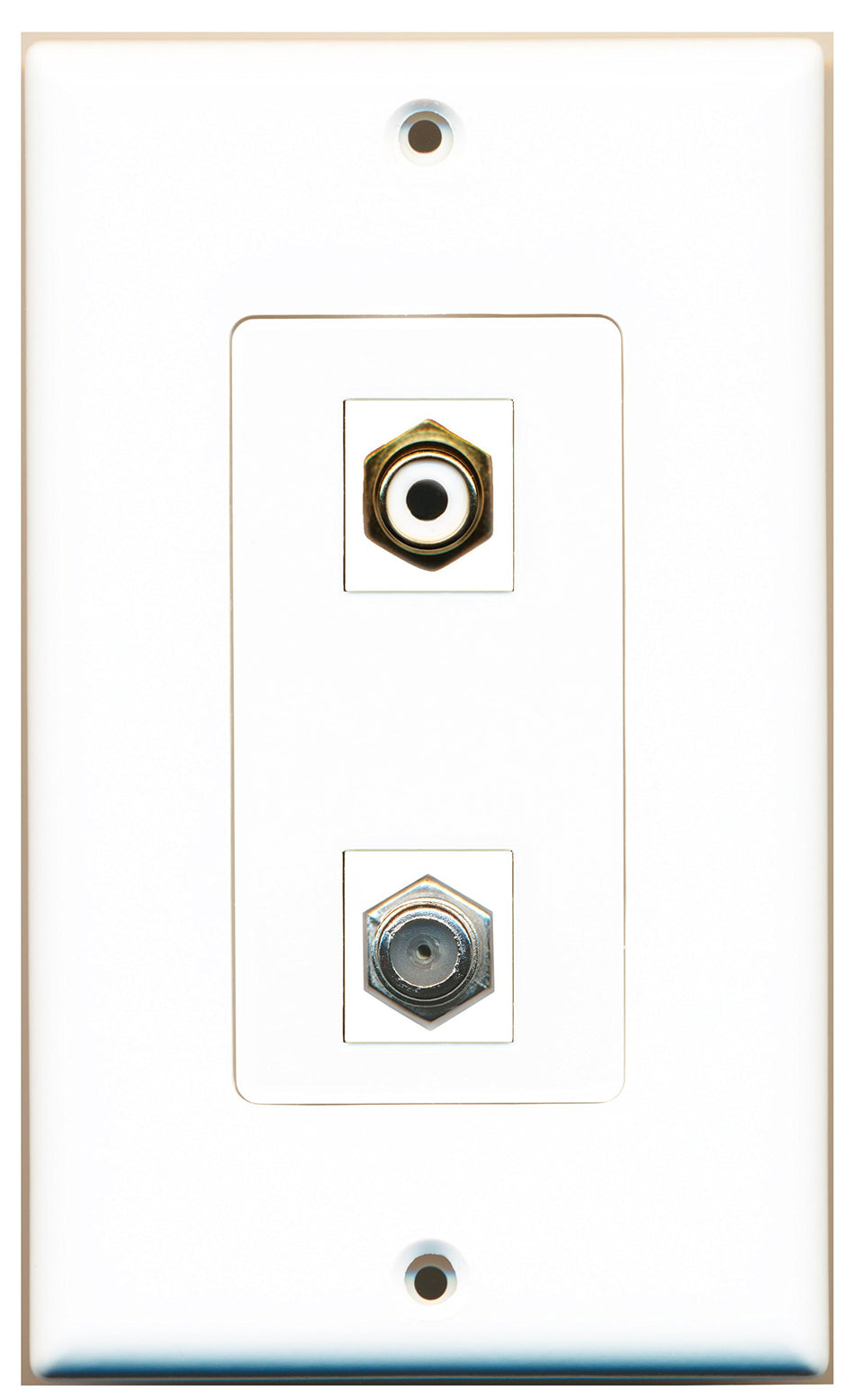 RiteAV 1 Port RCA White 1 Port Coax Type Wall Plate OVERSIZED