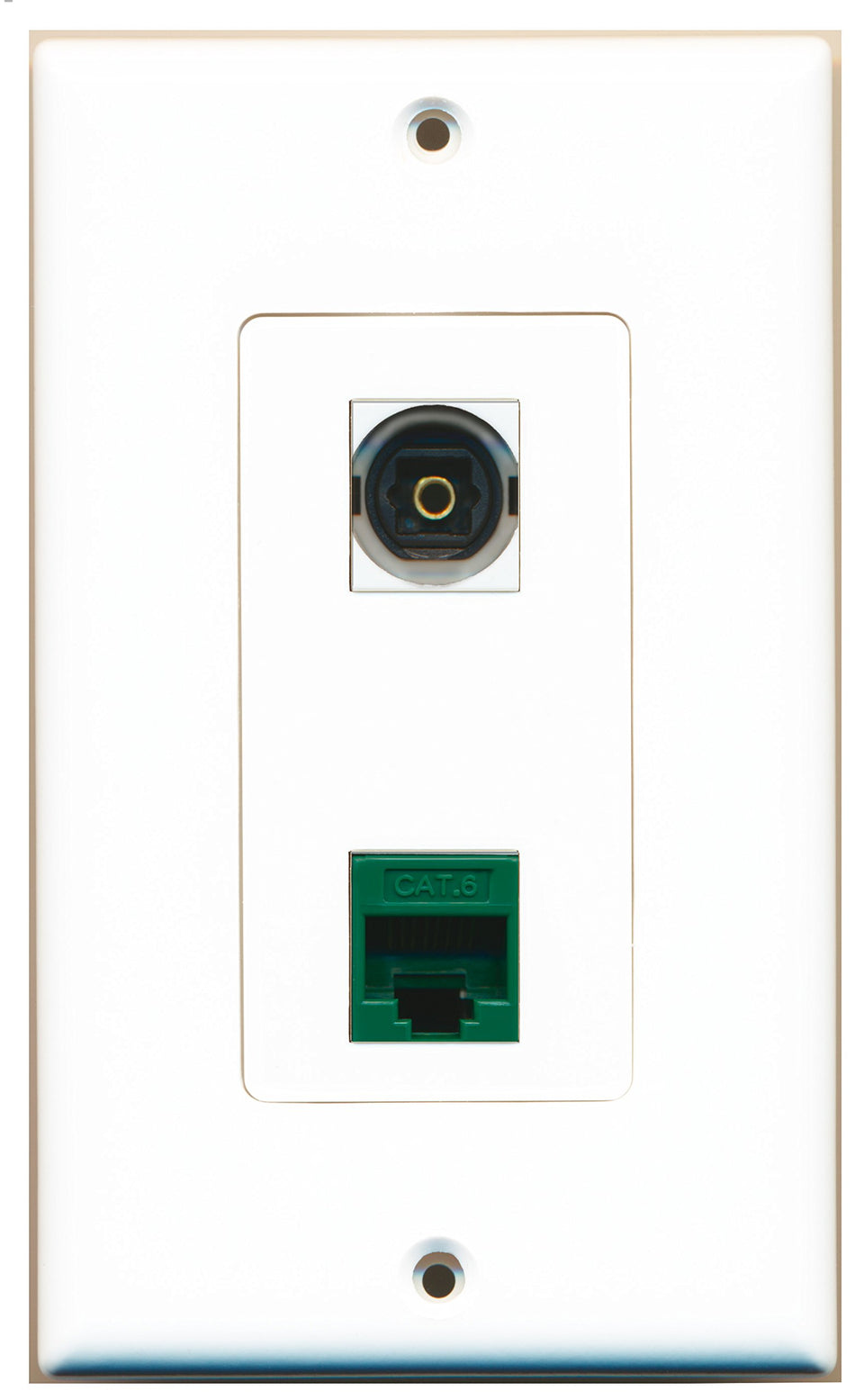 RiteAV 1 Port Toslink 1 Port Cat6 Ethernet Green Wall Plate OVERSIZED