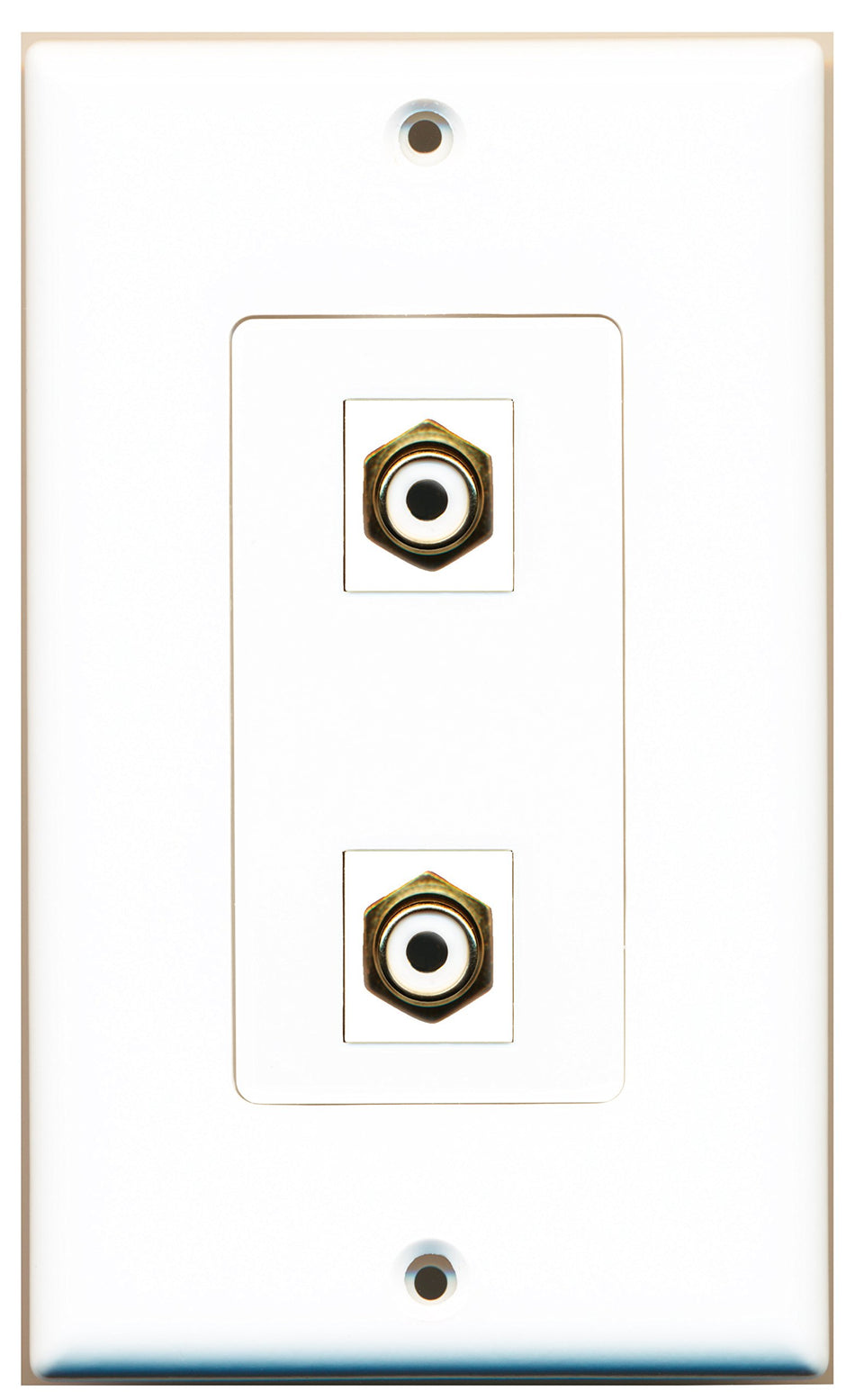 RiteAV 2 Port RCA White Wall Plate OVERSIZED White