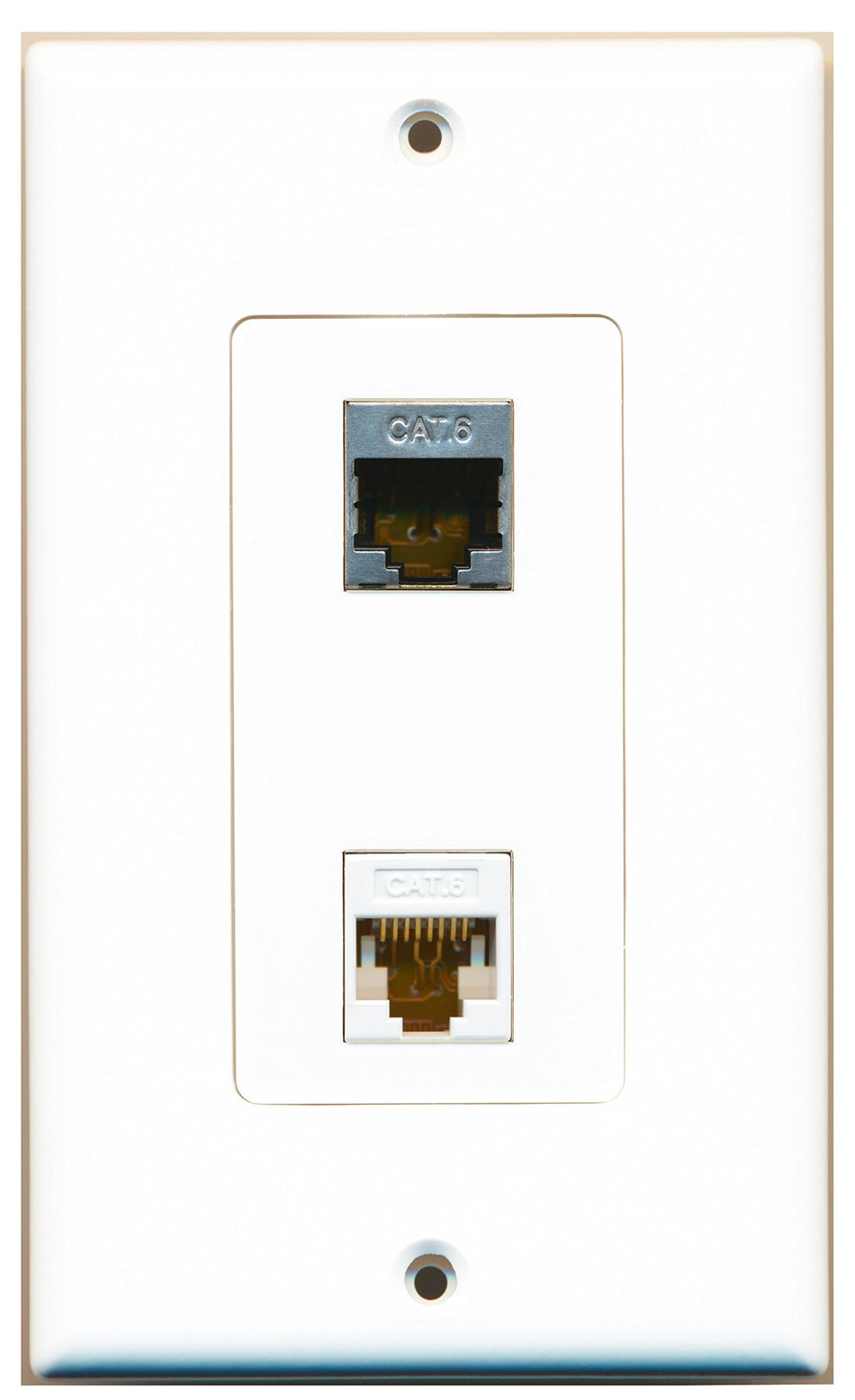 RiteAV 1 Port Shielded Cat6 1 Port Cat6 White Wall Plate OVERSIZED White