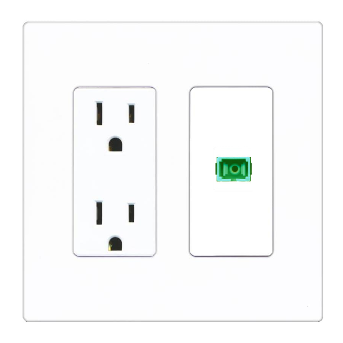 RiteAV Custom Wall Plate 1 Port - Outlet [Screwless White]