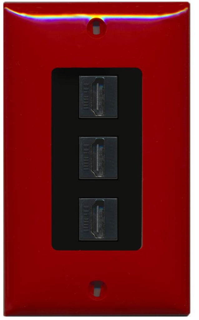 RiteAV - 3 Port HDMI 2.0 Decorative Wall Plate (Red & Black)