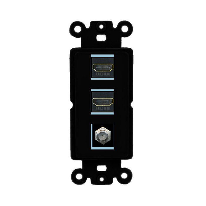 3 Port Custom Keystone Wall Plate DecorZ Rocker Black