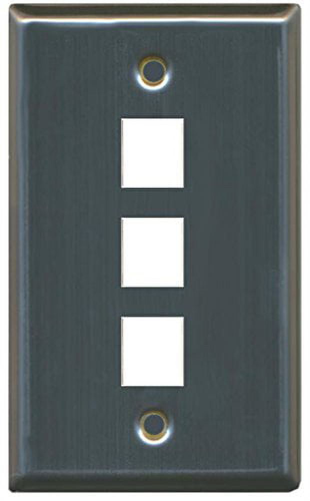 RiteAV Blank Wall Plate for Keystone Jacks - Stainless Steel 1 Gang 3 Port